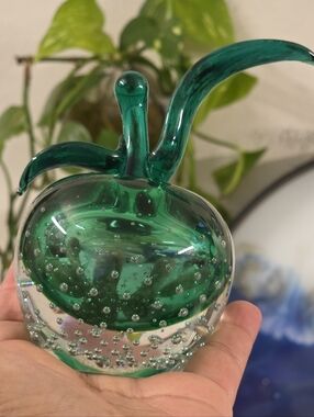Vintage Crystal Green Fruit Perfume Bottle  Bullicante Bubbles